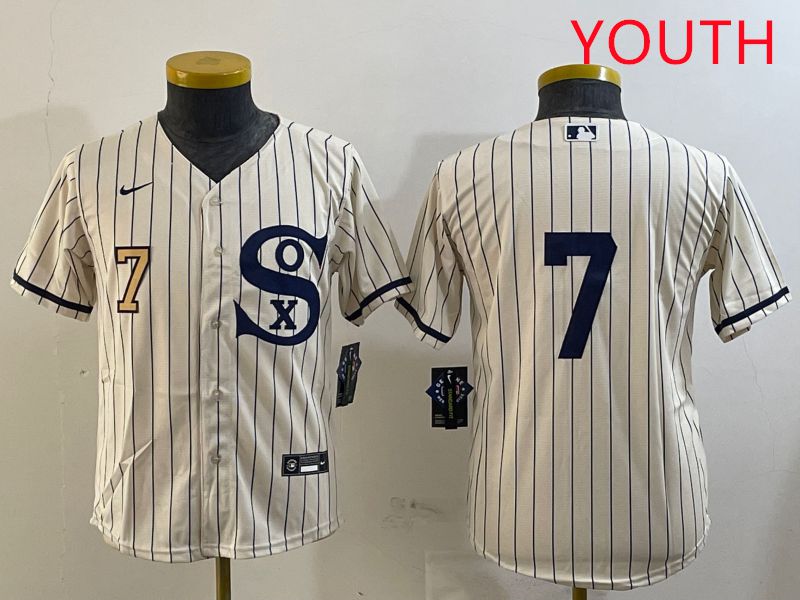 Youth Chicago White Sox #7 No Name Cream Stripe Dream Edition Game 2025 Nike MLB Jersey style 2